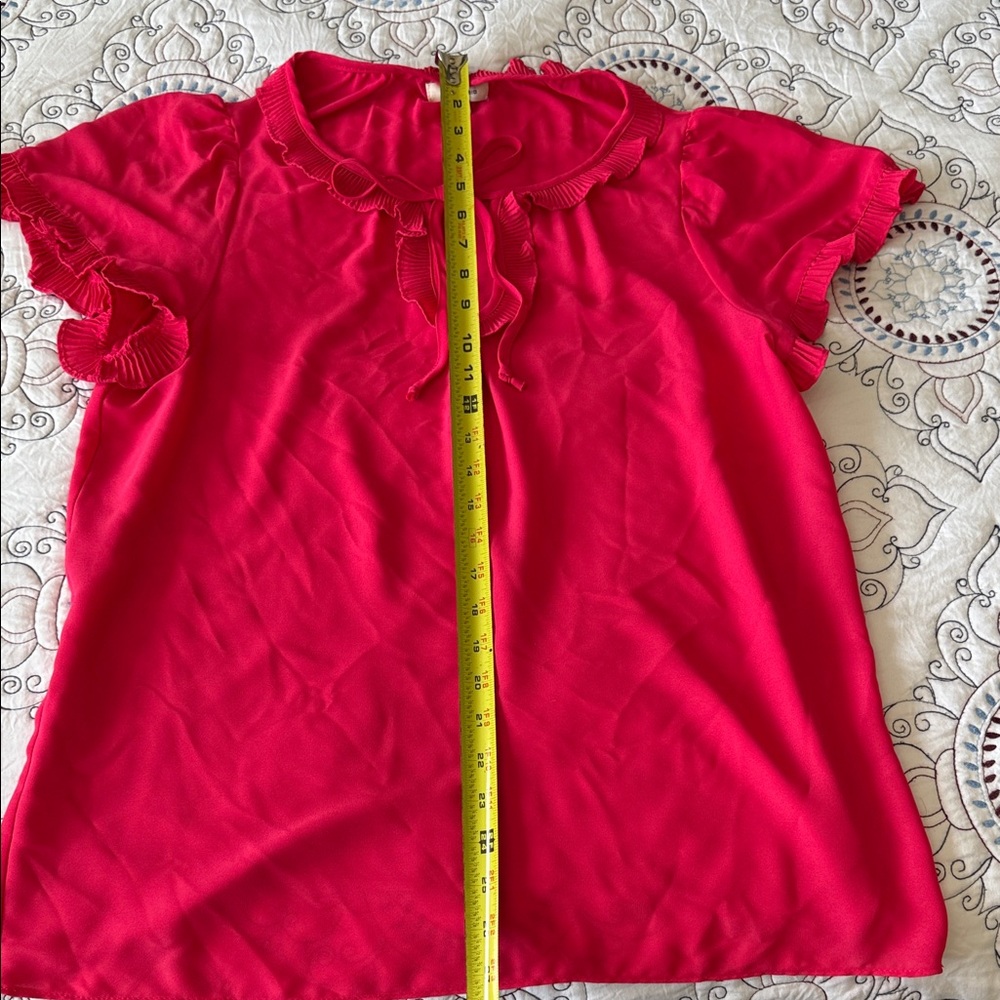 Max Studio Vibrant Pink Ruffled Blouse - Picture 3 of 5